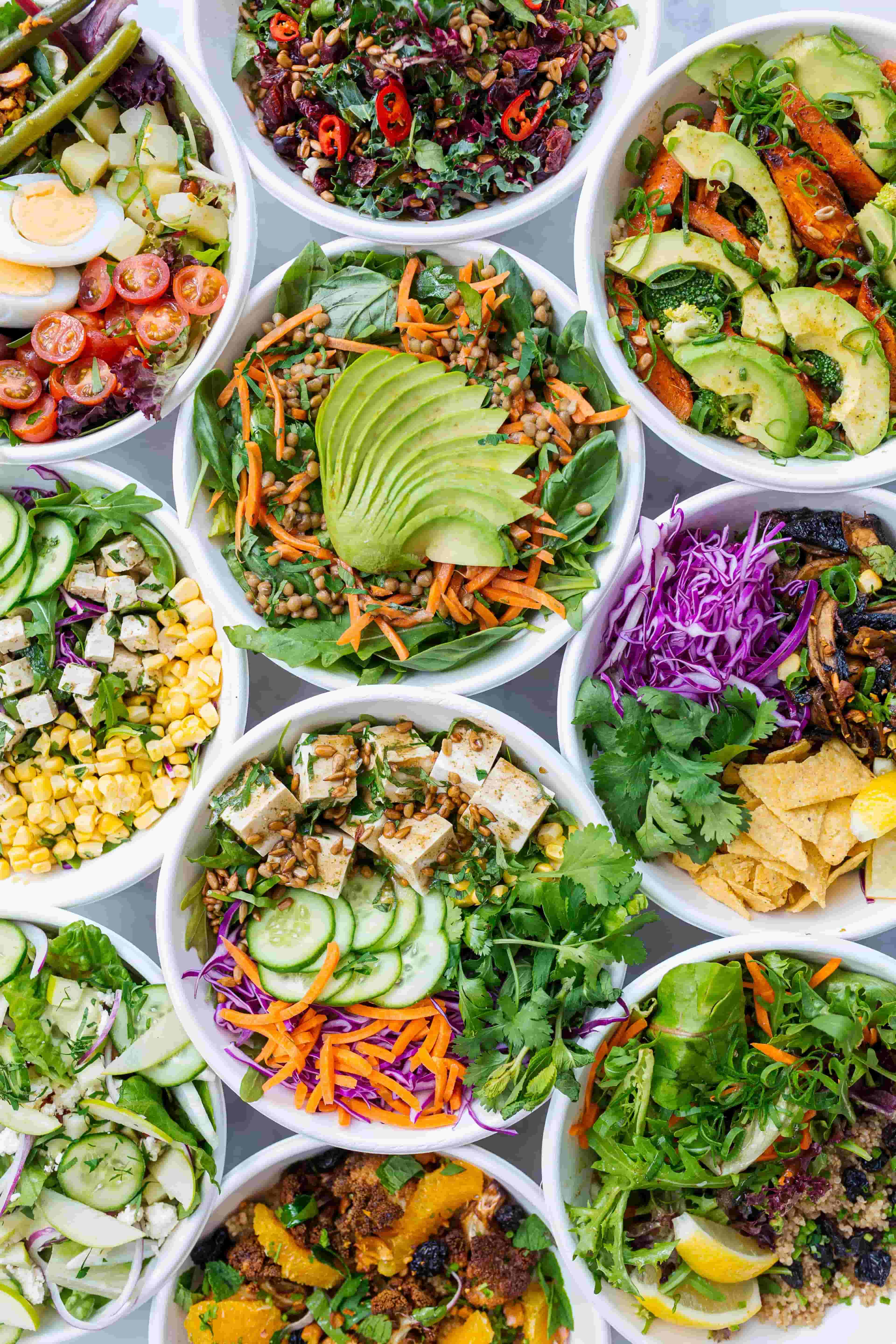 Bowls of food on a table